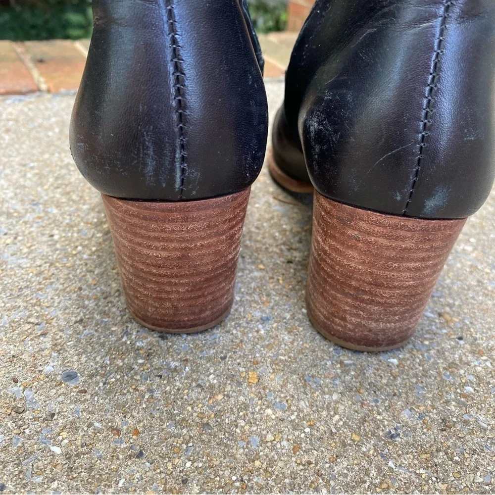 Madewell Boots Womens 9.5 Rosie Ankle Bootie Black Leather Side Zip Casual MA434